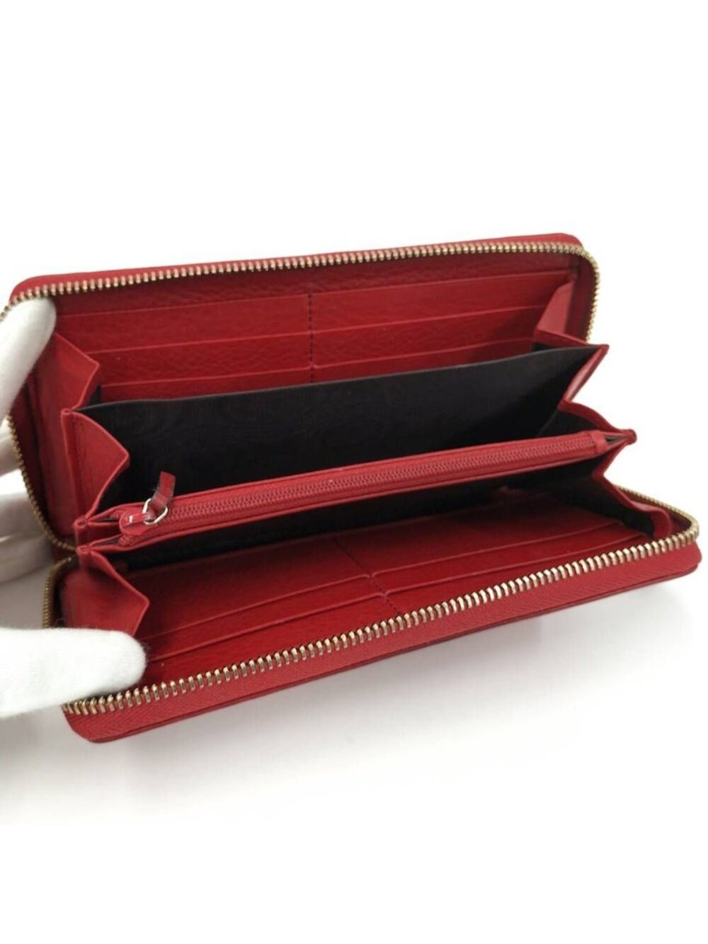 Gucci Zip Around Wallet Interlocking Soho Leather Red - Picture 2 of 10